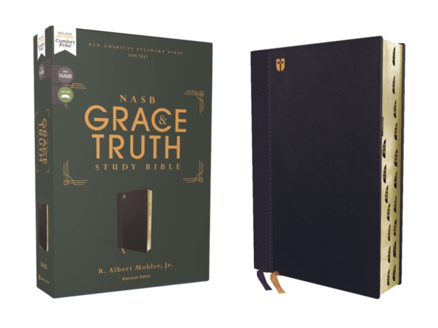 NASB, The Grace and Truth Study Bible (Trustworthy and Practical Insights), Leathersoft, Navy, Red Letter, 1995 Text, Thumb Indexed, Comfort Print, Leather / fine binding Book