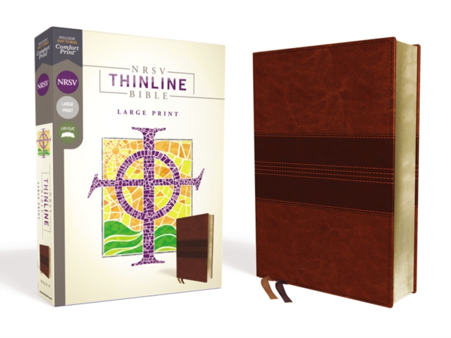 NRSV, Thinline Bible, Large Print, Leathersoft, Brown, Comfort Print, Leather / fine binding Book