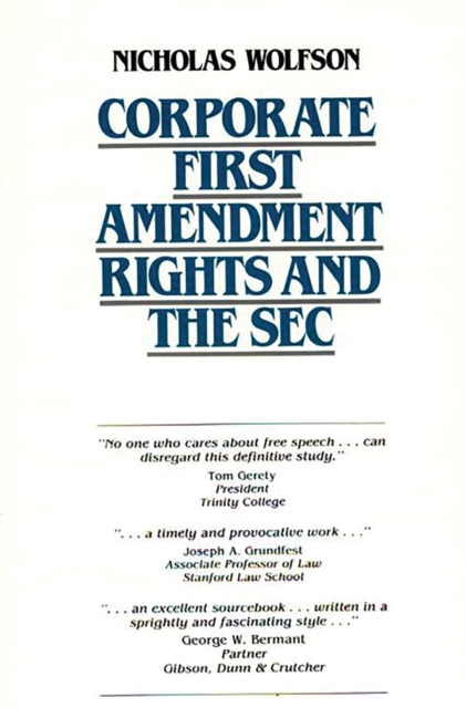 Corporate First Amendment Rights and the SEC, PDF eBook
