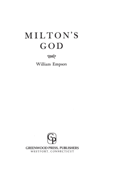 Milton's God, Hardback Book