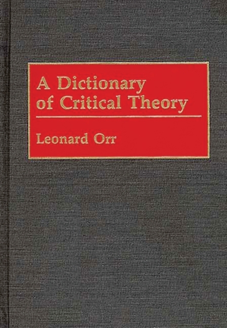 A Dictionary of Critical Theory, Hardback Book