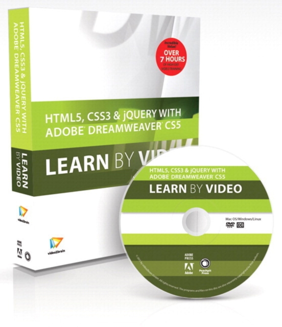 HTML5, CSS3, and jQuery with Adobe Dreamweaver CS5.5 Learn by Video, Mixed media product Book