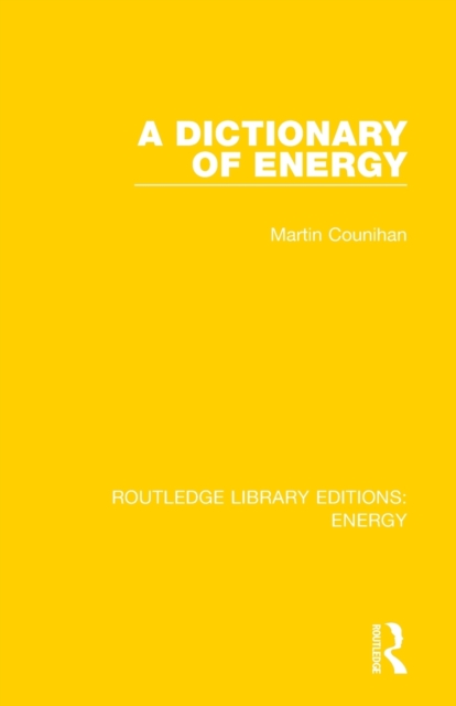 A Dictionary of Energy, Paperback / softback Book