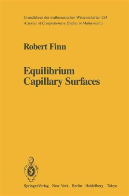 Equilibrium Capillary Surfaces : v. 284, Hardback Book