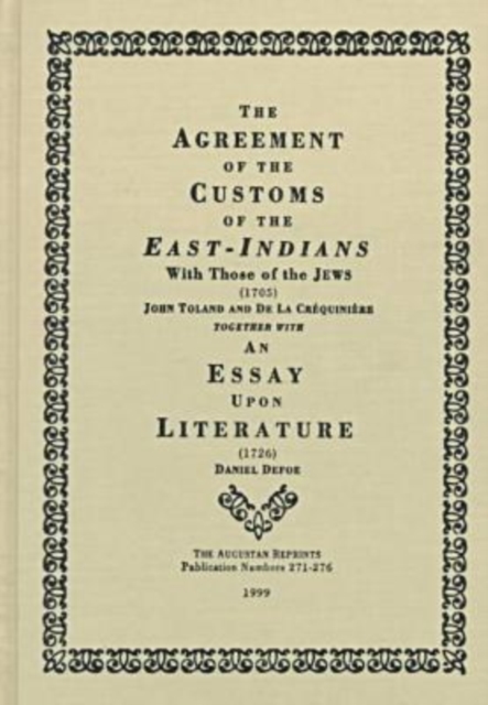 Agreement of the Customs of the East Indians and the Jews, Hardback Book