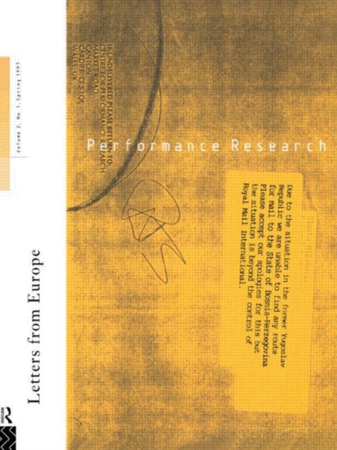 Performance Research: Letters from Europe, Paperback / softback Book