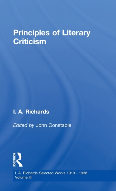 Principles of Literary Criticism V3, Hardback Book