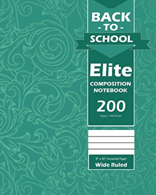 Back To School Elite Notebook, Wide Ruled Lined, Large 8 x 10 Inch, Grade School, Students, 100 Sheets Royal Blue, Paperback / softback Book