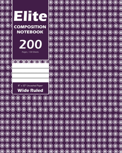 Elite Composition Notebook, Wide Ruled 8 x 10 Inch, Large 100 Sheet, Purple Cover, Paperback / softback Book