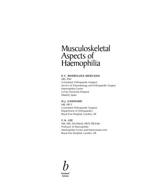 Musculoskeletal Aspects of Haemophilia, PDF eBook