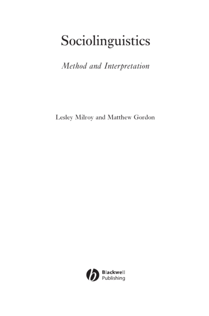 Sociolinguistics : Method and Interpretation, PDF eBook