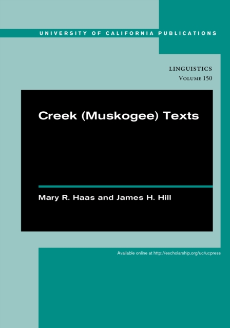 Creek (Muskogee) Texts, PDF eBook