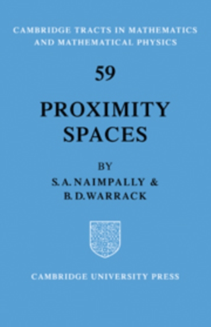Proximity Spaces, Hardback Book