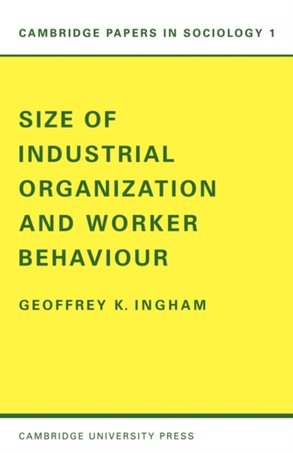 Size of Industrial Organisation and Worker Behaviour, Paperback / softback Book