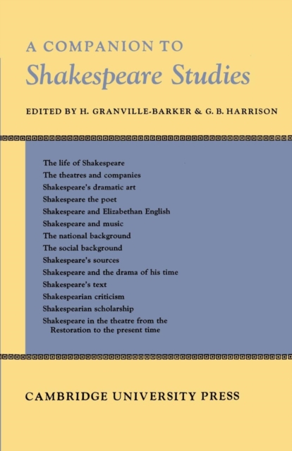 Companion to Shakespeare Studies, Paperback / softback Book