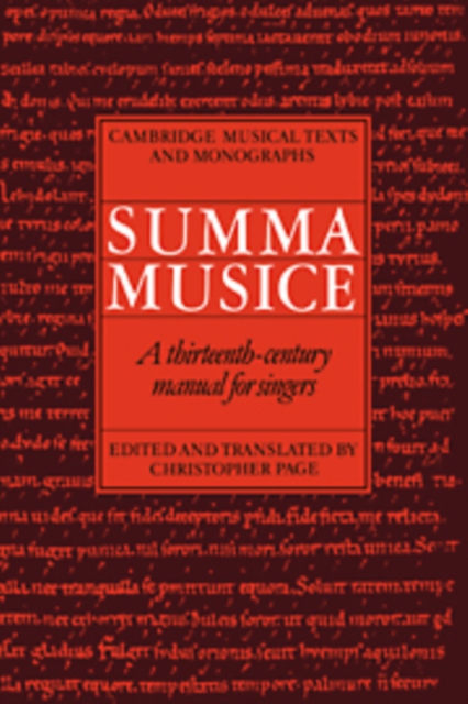 Summa Musice : A Thirteenth-Century Manual for Singers, Hardback Book