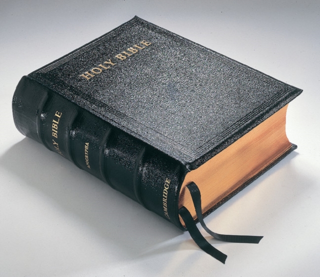 KJV Lectern Bible with Apocrypha, Black Goatskin Leather over Boards, KJ986:XAB, Leather / fine binding Book