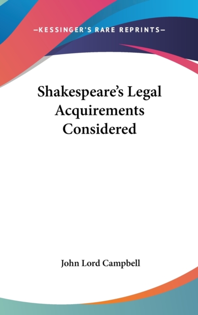 Shakespeare's Legal Acquirements Considered,  Book