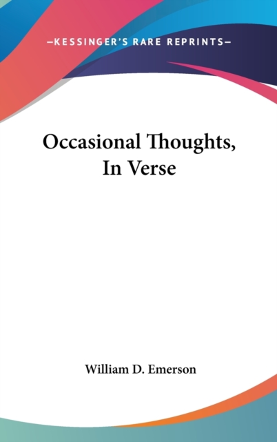 Occasional Thoughts, In Verse,  Book