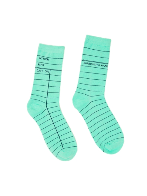 Library Card (Mint Green) Socks - Large, ZY Book