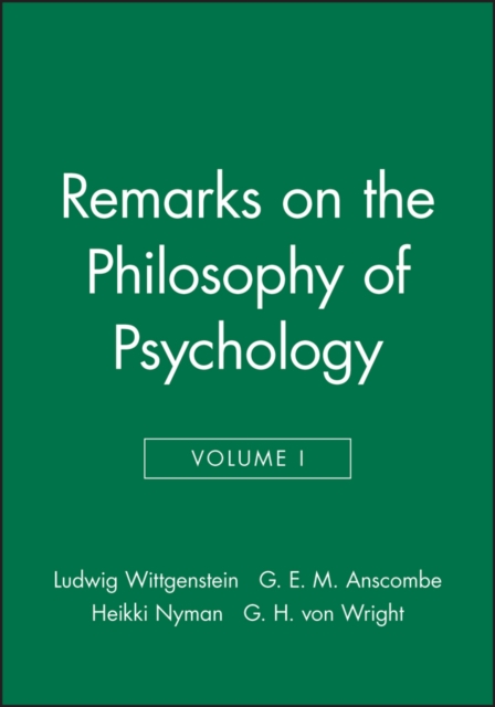 Remarks on the Philosophy of Psychology, Volume 1, Paperback / softback Book