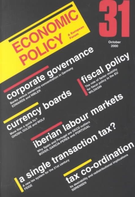 Economic Policy : A European Forum No. 31, Paperback Book
