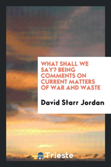 What Shall We Say? Being Comments on Current Matters of War and Waste, Paperback Book