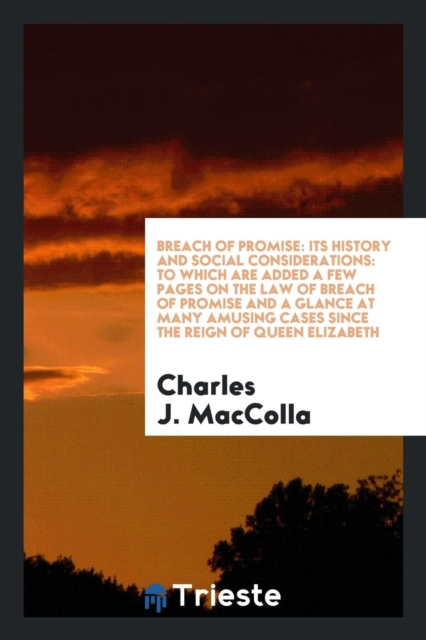 Breach of Promise : Its History and Social Considerations: To Which Are Added a Few Pages on the Law of Breach of Promise and a Glance at Many Amusing Cases Since the Reign of Queen Elizabeth, Paperback Book