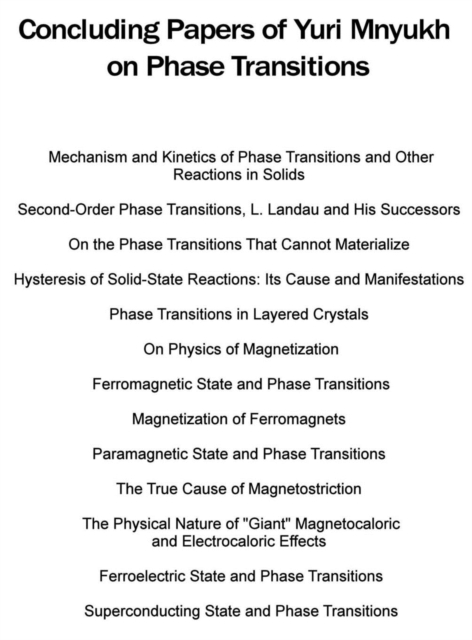 Concluding Papers of Yuri Mnyukh on Phase Transitions V1, Hardback Book
