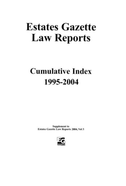 EGLR 2004 Cumulative Index, Paperback / softback Book