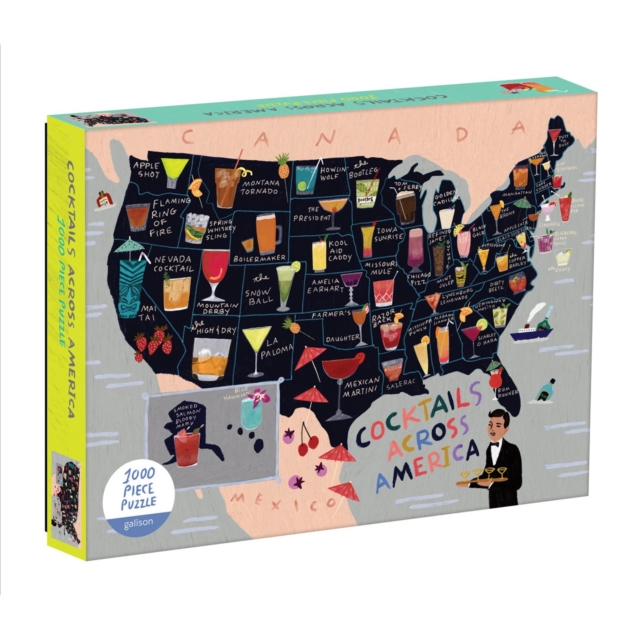 Cocktail Map Of The USA 1000 Piece Puzzle, Jigsaw Book