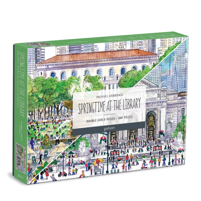 Michael Storrings Springtime at the Library 500 Piece Double-Sided Puzzle, Jigsaw Book