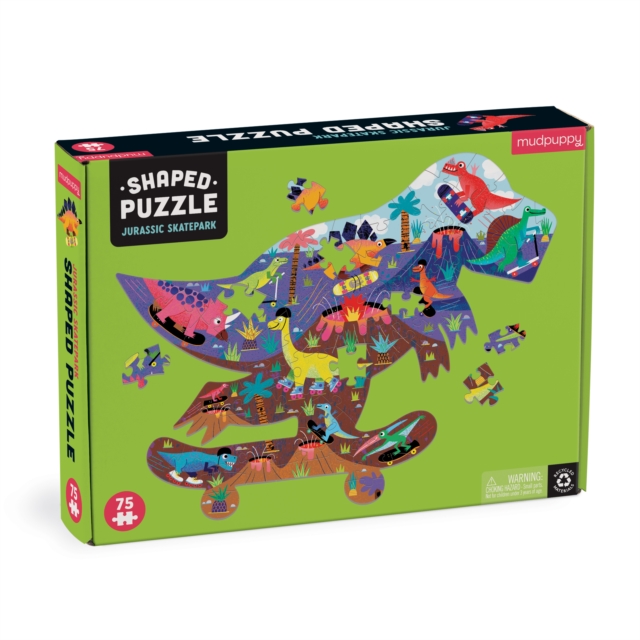 Jurassic Skatepark 75 Piece Shaped Scene Puzzle, Jigsaw Book