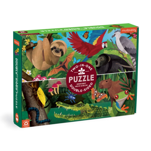 Rainforest Above & Below 100 Piece Double-Sided Puzzle, Jigsaw Book