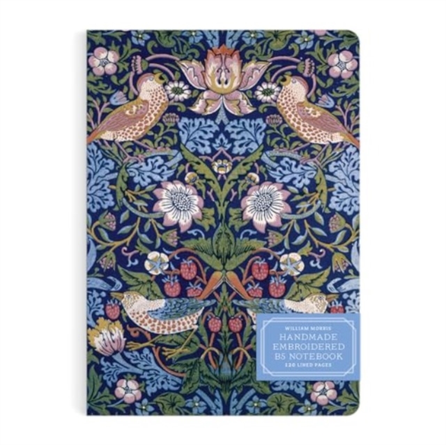 William Morris Strawberry Thief Handmade Embroidered B5 Journal, Diary or journal Book