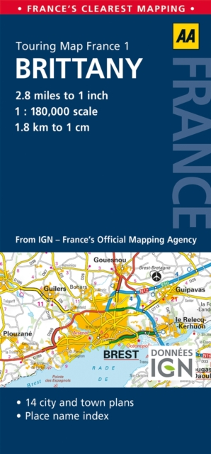 1. Brittany : AA Road Map France, Sheet map, folded Book