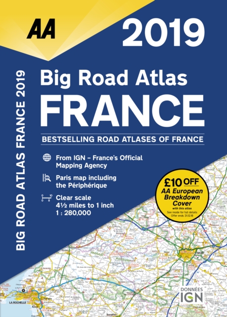 AA Big Easy Read Atlas France 2019, Spiral bound Book