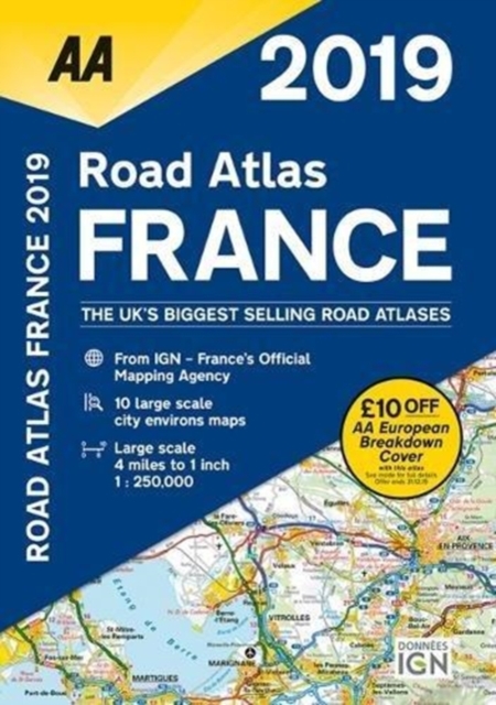 AA Road Atlas France 2019, Spiral bound Book
