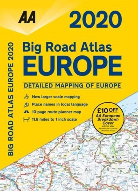 AA Big Road Atlas Europe 2020, Spiral bound Book