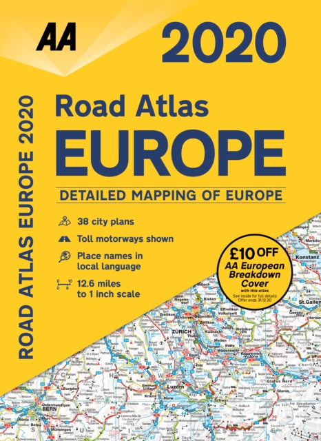 AA Road Atlas Europe 2020, Spiral bound Book