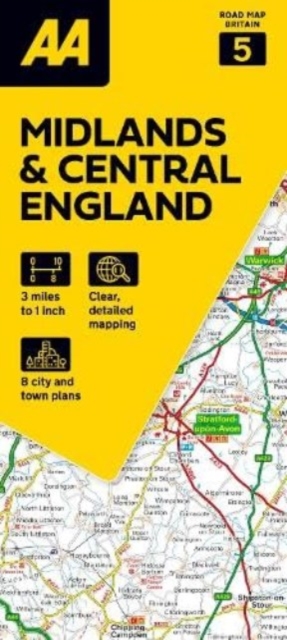 AA Road Map Midlands & Central England, Sheet map, folded Book