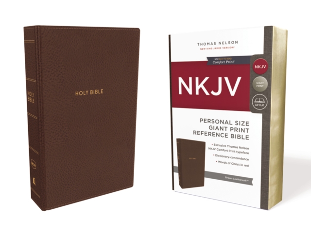 NKJV, Reference Bible, Personal Size Giant Print, Leathersoft, Brown, Red Letter, Comfort Print : Holy Bible, New King James Version, Leather / fine binding Book