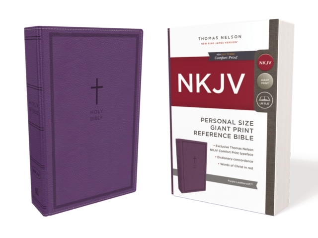 NKJV, Reference Bible, Personal Size Giant Print, Leathersoft, Purple, Red Letter, Comfort Print : Holy Bible, New King James Version, Leather / fine binding Book