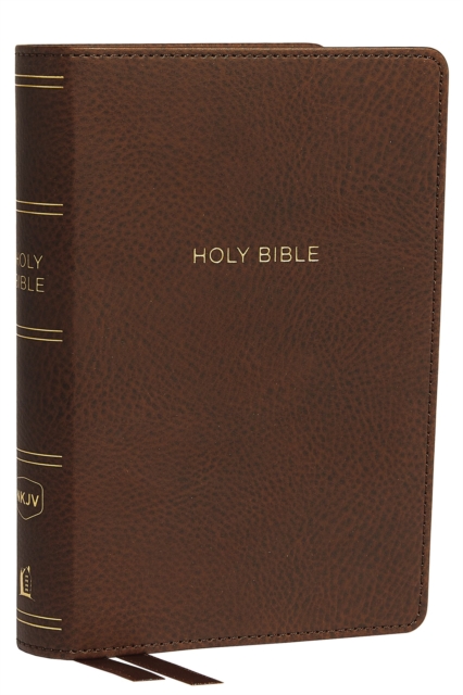 NKJV, Reference Bible, Compact Large Print, Leathersoft, Brown, Red Letter, Comfort Print : Holy Bible, New King James Version, Leather / fine binding Book