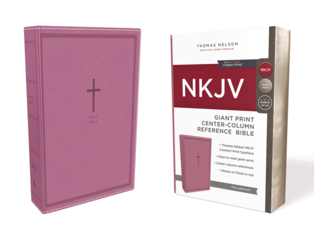 NKJV, Reference Bible, Center-Column Giant Print, Leathersoft, Pink, Red Letter, Comfort Print : Holy Bible, New King James Version, Leather / fine binding Book