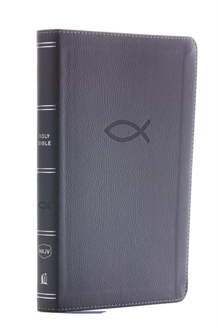 NKJV, Thinline Bible Youth Edition, Leathersoft, Gray, Red Letter, Comfort Print : Holy Bible, New King James Version, Leather / fine binding Book