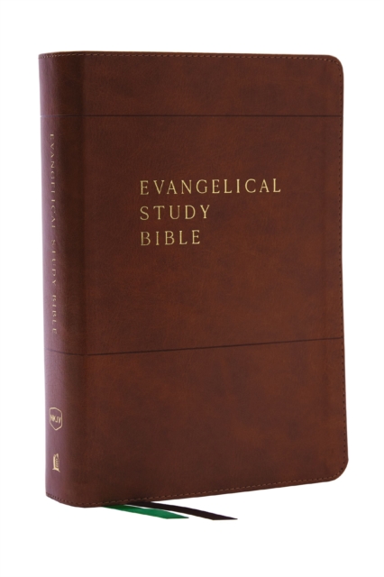 Evangelical Study Bible: Christ-centered. Faith-building. Mission-focused. (NKJV, Brown Leathersoft, Red Letter, Large Comfort Print), Leather / fine binding Book