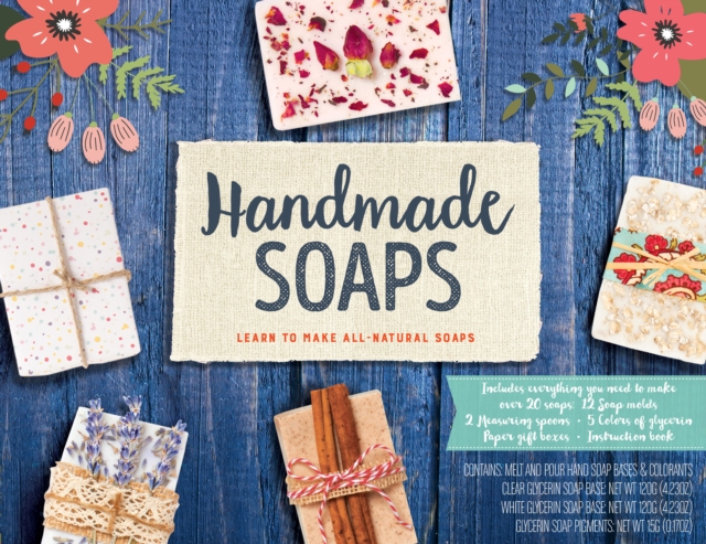 Handmade Soaps Kit : Learn to Make All-Natural Soaps - Includes everything you need to make over 20 soaps: 12 soap molds, 2 measuring spoons, 5 colors of glycerin, paper gift boxes, instruction book, Kit Book