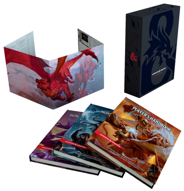 Dungeons & Dragons Core Rulebooks Gift Set (Special Foil Covers Edition with Slipcase, Player's Handbook, Dungeon Master's Guide, Monster Manual, DM Screen), Hardback Book