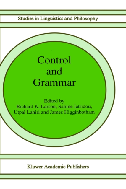 Control and Grammar, Hardback Book